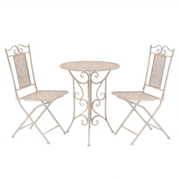 vidaXL 3-tlg. Bistro-Set Stahl Wei&szlig;