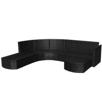 vidaXL 4-tlg. Garten-Lounge-Set mit Auflagen Poly Rattan Schwarz