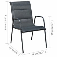 vidaXL 3-tlg. Bistro-Set Stahl Schwarz