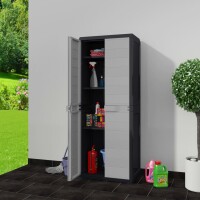 vidaXL Gartenschrank mit 3 Regalböden Schwarz und Grau