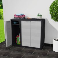 vidaXL Gartenschrank mit 2 Regalen Schwarz und Grau