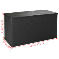 vidaXL Garten-Aufbewahrungsbox Anthrazit 120x56x63 cm PP Rattan