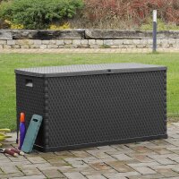 vidaXL Garten-Aufbewahrungsbox Anthrazit 120x56x63 cm PP Rattan