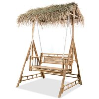 vidaXL 2-Sitzer-Schaukelbank mit Palmblättern Bambus 202 cm