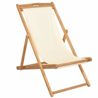 vidaXL Liegestuhl Teak 56&times;105&times;96 cm Creme