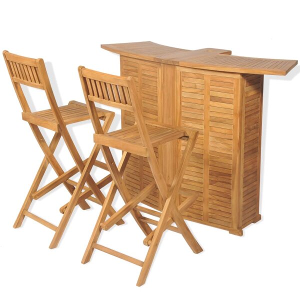 vidaXL 3-tlg. Bistro-Set mit Klappst&uuml;hlen Massivholz Teak