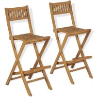 vidaXL Klappbare Garten-Barhocker 2 Stk. Massivholz Teak