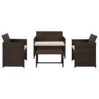 vidaXL 4-tlg. Garten-Lounge-Set mit Auflagen Poly Rattan...