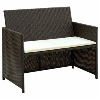 vidaXL 4-tlg. Garten-Lounge-Set mit Auflagen Poly Rattan...