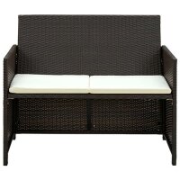 vidaXL 4-tlg. Garten-Lounge-Set mit Auflagen Poly Rattan Braun