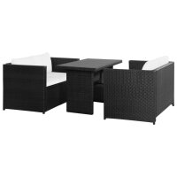 vidaXL 3-tlg. Garten-Lounge-Set mit Auflagen Poly Rattan...