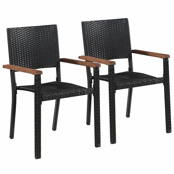 vidaXL Gartenst&uuml;hle 2 Stk. Poly-Rattan Schwarz