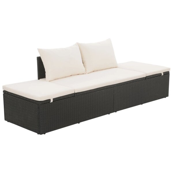 vidaXL Gartenbett Schwarz 195&times;60 cm Poly Rattan