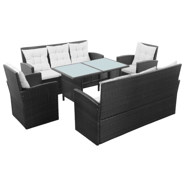 vidaXL 5-tlg. Garten-Lounge-Set mit Auflagen Poly Rattan Schwarz