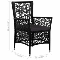 vidaXL 7-tlg. Garten-Essgruppe Poly Rattan Schwarz