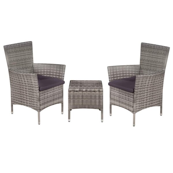 vidaXL 3-tlg. Bistro-Set Poly Rattan Grau