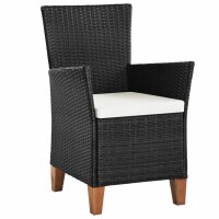 vidaXL Gartenst&uuml;hle mit Polstern 2 Stk. Poly Rattan Schwarz