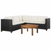 vidaXL 4-tlg. Garten-Lounge-Set mit Auflagen Poly Rattan...