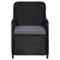 vidaXL Gartenst&uuml;hle mit Polster 2 Stk. Poly Rattan Schwarz