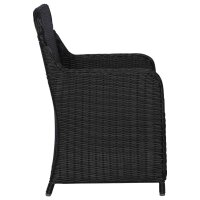 vidaXL Gartenst&uuml;hle mit Polster 2 Stk. Poly Rattan Schwarz