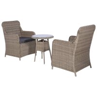 vidaXL 3-tlg. Bistro-Set mit Kissen Poly Rattan Braun