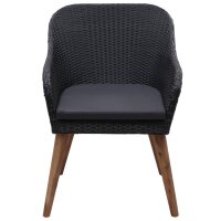 vidaXL Gartenstühle mit Polstern 2 Stk. Poly Rattan Schwarz