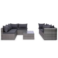 vidaXL 8-tlg. Garten-Lounge-Set mit Auflagen Poly Rattan Grau