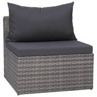 vidaXL 6-tlg. Garten-Sofagarnitur mit Polstern&amp;Kissen Poly Rattan Grau