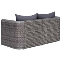 vidaXL Garten-Ecksofas 2 Stk. Grau Poly Rattan