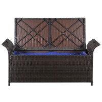 vidaXL Truhenbank mit Polster 138 cm Poly Rattan Braun