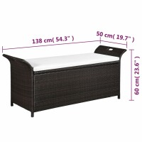 vidaXL Truhenbank mit Polster 138 cm Poly Rattan Braun