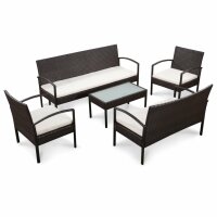 vidaXL 5-tlg. Garten-Lounge-Set mit Auflagen Poly Rattan...