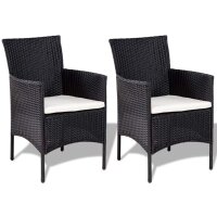 vidaXL 4-tlg. Garten-Lounge-Set mit Auflagen Poly Rattan Schwarz