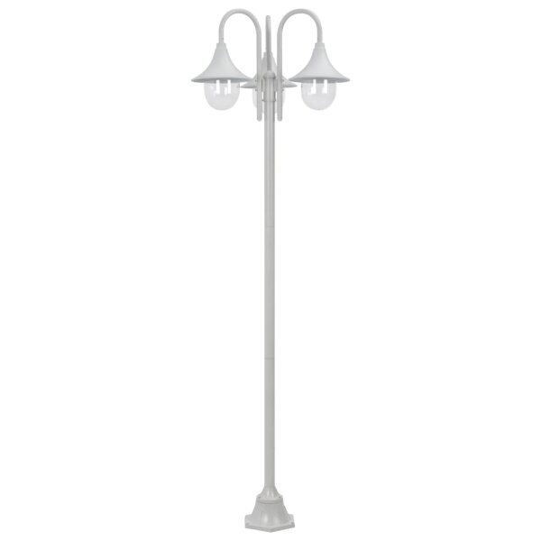 vidaXL Garten-Pollerleuchte E27 220 cm Aluminium 3-Laterne Wei&szlig;