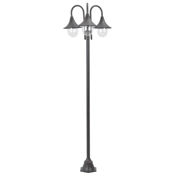 vidaXL Garten-Pollerleuchte E27 220 cm Aluminium 3-Laterne Bronze