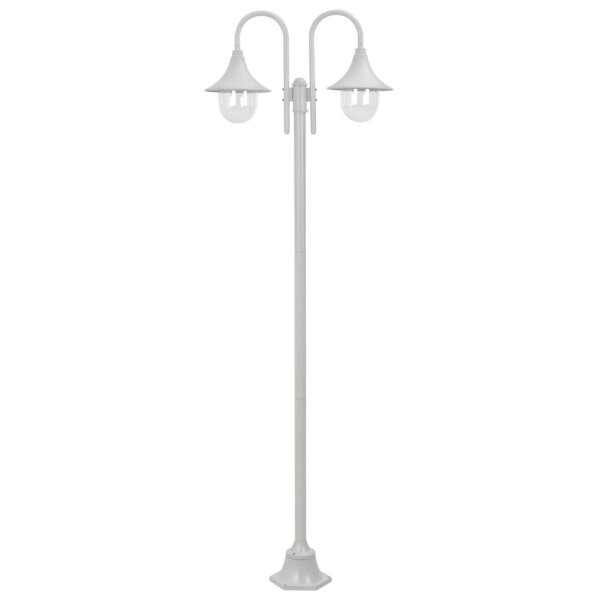 vidaXL Garten-Pollerleuchte E27 220 cm Aluminium 2-Laterne Wei&szlig;