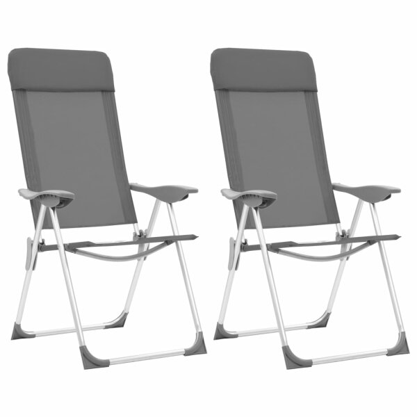 vidaXL Klappbare Campingst&uuml;hle 2 Stk. Grau Aluminium