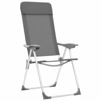 vidaXL Klappbare Campingst&uuml;hle 2 Stk. Grau Aluminium