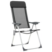 vidaXL Klappbare Campingst&uuml;hle 2 Stk. Aluminium Schwarz