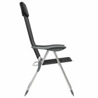 vidaXL Klappbare Campingst&uuml;hle 2 Stk. Aluminium Schwarz