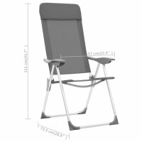 vidaXL Klappbare Campingst&uuml;hle 4 Stk. Grau Aluminium