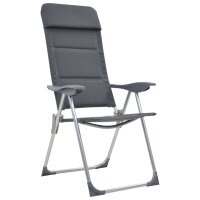 vidaXL Campingstuhl 2 Stk. Grau 58 x 69 x 111 cm Aluminium