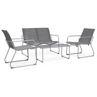 vidaXL 4-tlg. Garten-Lounge-Set Stoff und Stahl Grau