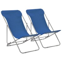 vidaXL Klappbare Strandst&uuml;hle 2 Stk. Stahl und Oxford-Gewebe Blau