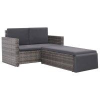 vidaXL 2-tlg. Garten-Lounge-Set mit Auflagen Poly Rattan...