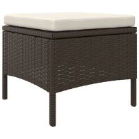 vidaXL 2-Sitzer-Gartensofa mit Tisch &amp; Hocker Poly Rattan Braun