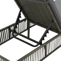 vidaXL Sonnenliege mit Auflage Poly Rattan Grau