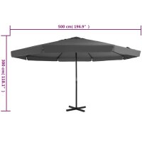 vidaXL Sonnenschirm mit Aluminium-Mast 500 cm Anthrazit