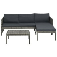 vidaXL 3-tlg. Garten-Lounge-Set mit Auflagen Poly Rattan...