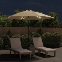 vidaXL Sonnenschirm mit LED-Leuchten und Stahlmast 300 cm Taupe